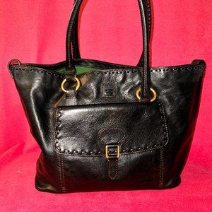 BLACK DOONEY & BOURKE FLORENTINE LEATHER POCKET SATCHEL